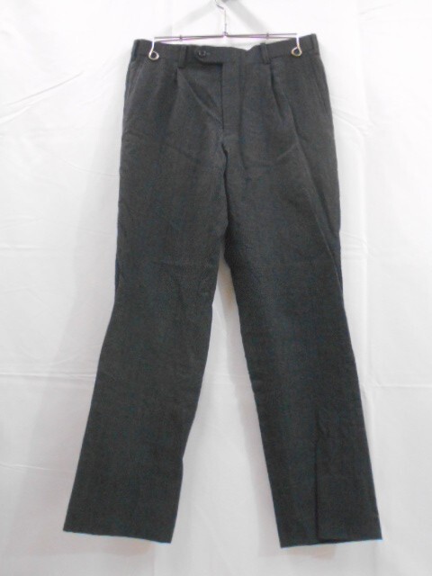 71 送80サ 1120$D15 Burberry LONDON バーバリー メンズ チェック柄 ウールスラックスパンツ 日本製 ブラック系 ウエスト76 中古品