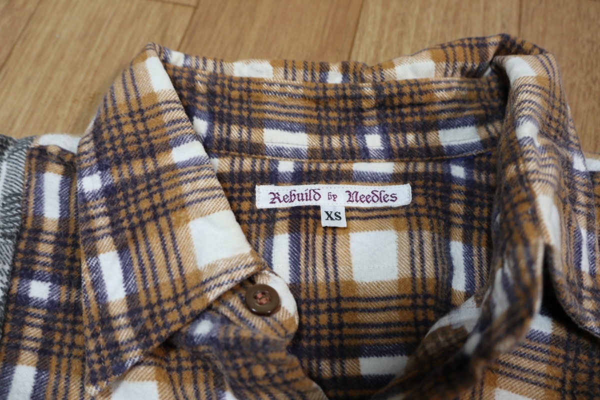 メンズファッション Rebuild by Needles shirt リビルドバイニードルス リメイクシャツ XSサイズ チェック柄 秋冬 ネペンテス