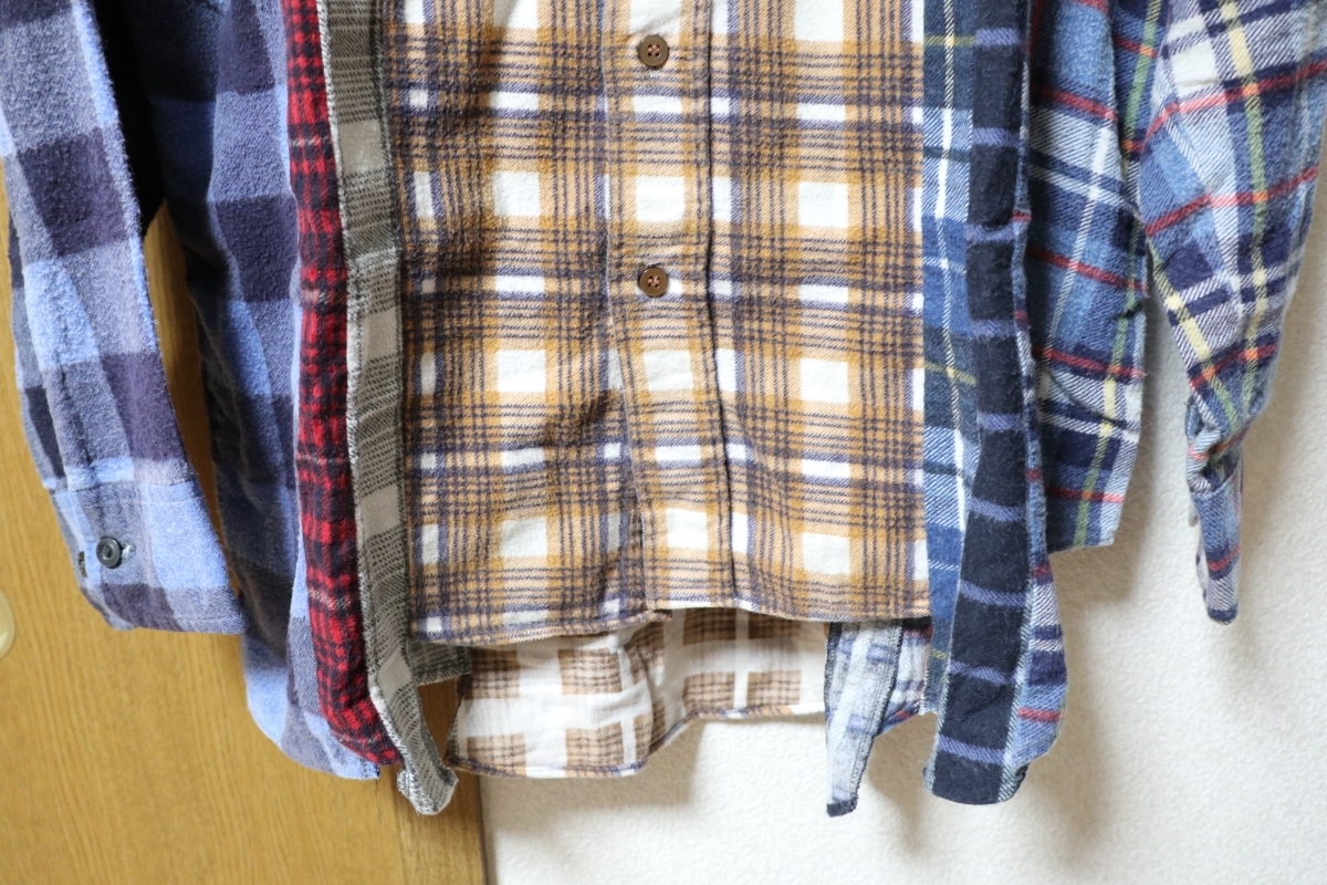  мужская мода Rebuild by Needles shirt восстановление bai Needles переделка рубашка XS размер * в клетку осень-зима Nepenthes 