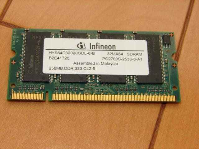 SO-DIMM 256MBx1 DDR PC-2700 CL2.5(Infineon)_画像1