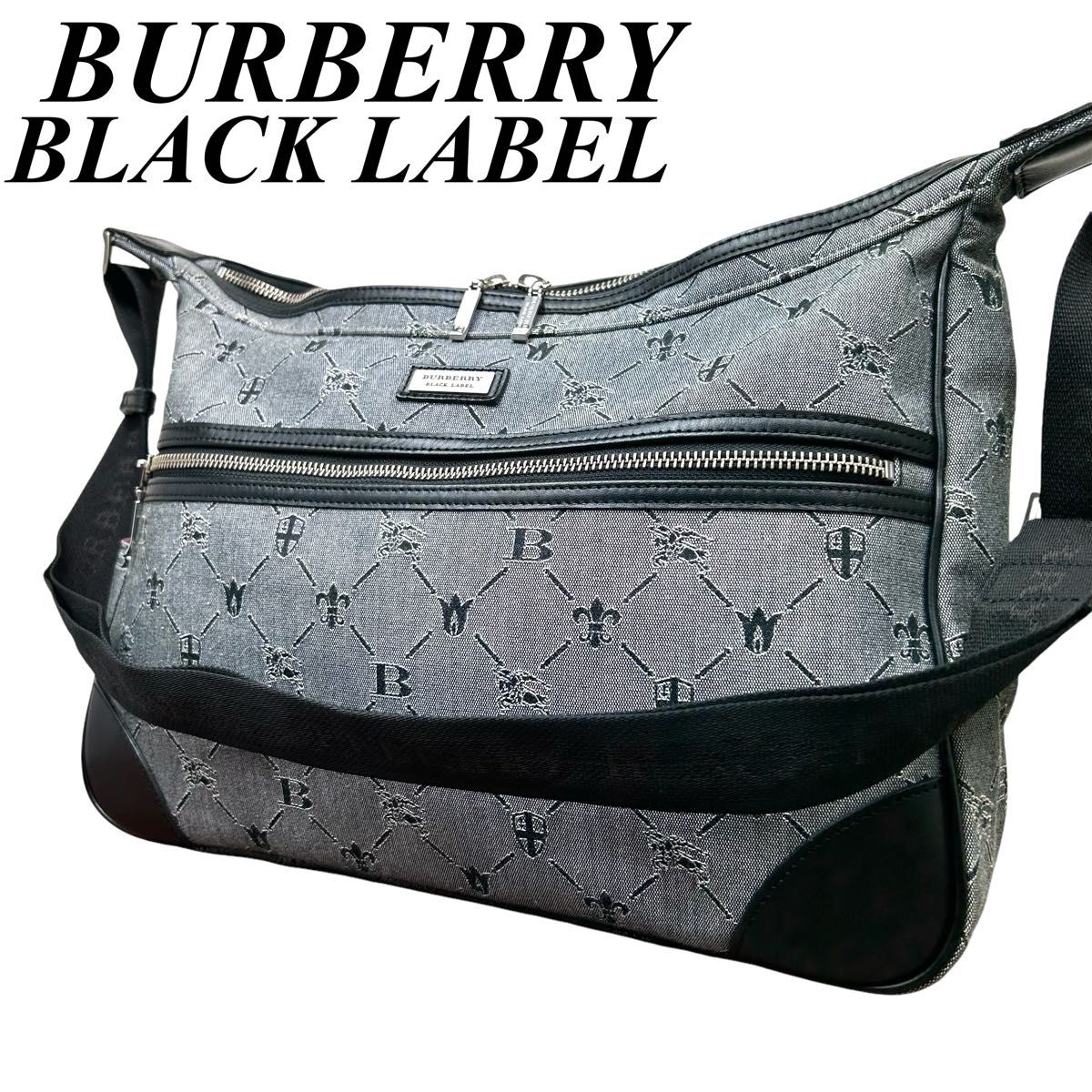 美品 BURBERRY BLACK LABEL ショルダーバッグ 総柄 希少 美品 BURBERRY BLACK LABEL ショルダーバッグ 総柄 希少