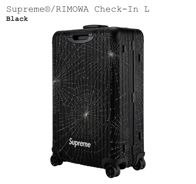 【新品正規】86L / 19aw Supreme RIMOWA Check-In L / シュプリーム リモワ スーツケース 黒　/ トパーズ　ステルス_画像1