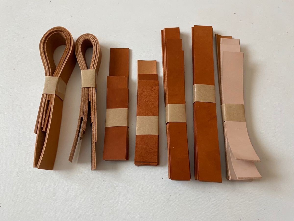 ②20&25 millimeter width original leather Mini leather tape ( flap ) set * natural & Camel series original leather nme hand made 