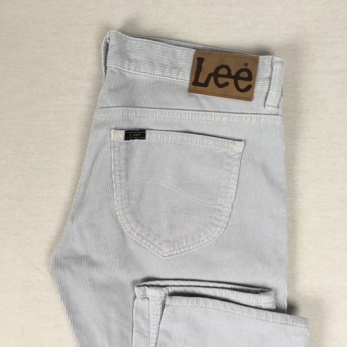 【美品】Lee リー LL0613 コーデュロイ 日本製 テーパード パンツ Mサイズ ブルー系 ジップフライ_画像1