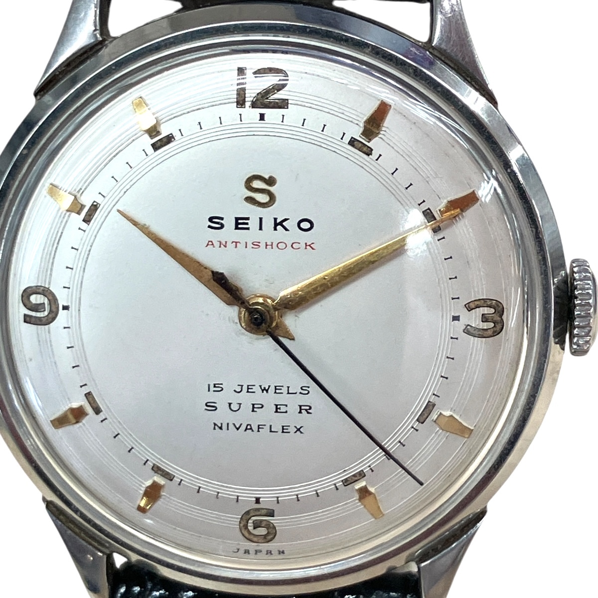 SEIKO Seiko ANTISHOCK 15 камень SUPER NIVAFLEX анти-шок super механический завод мужские наручные часы //Ku144503