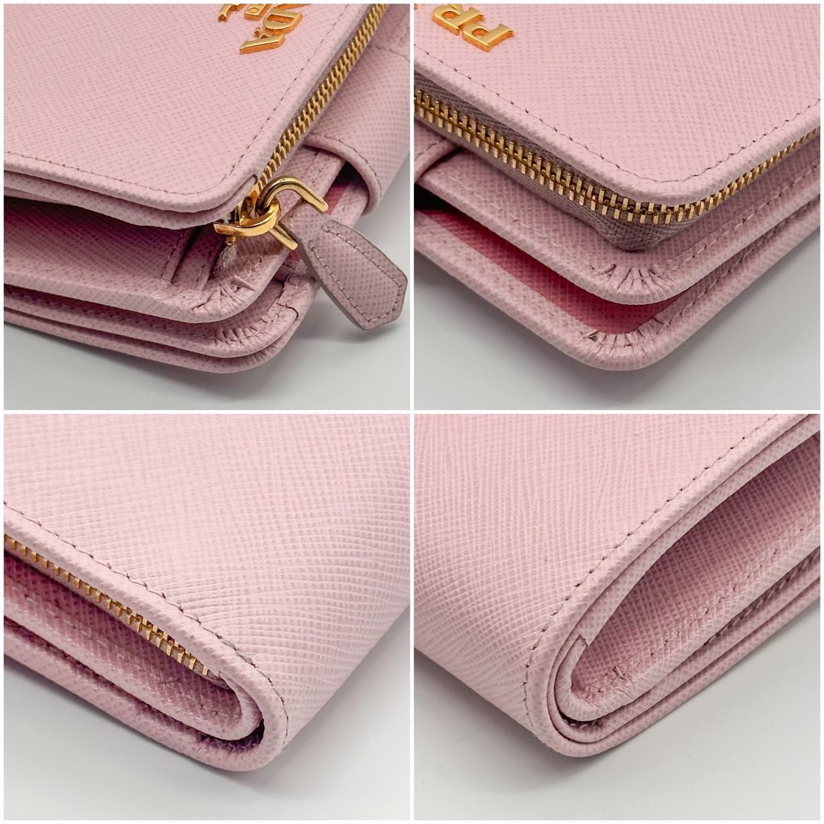 PRADA プラダ 二つ折り財布 ピンク サフィアーノ コンパクト PRADA プラダ 二つ折り財布 ピンク サフィアーノ コンパクト