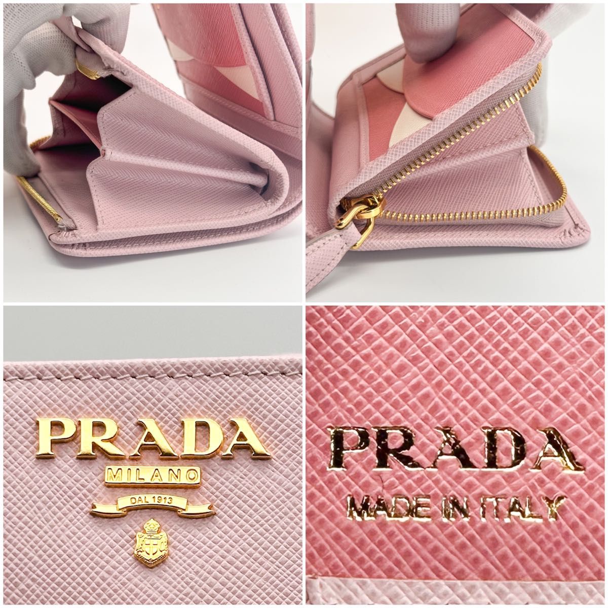 PRADA プラダ 二つ折り財布 ピンク サフィアーノ コンパクト PRADA プラダ 二つ折り財布 ピンク サフィアーノ コンパクト