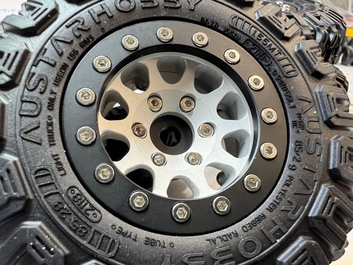 WPL C74 変換ハブスペーサー付き ビードロックホイール4本セット WPL C74 変換ハブスペーサー付き ビードロックホイール4本セット