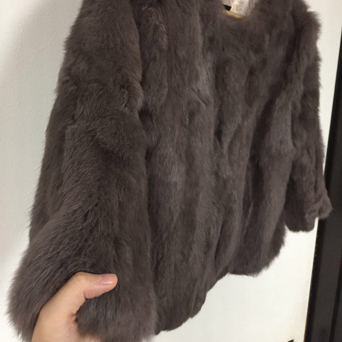 100%毛皮 ファーコート 袖7分丈 サイズ XL