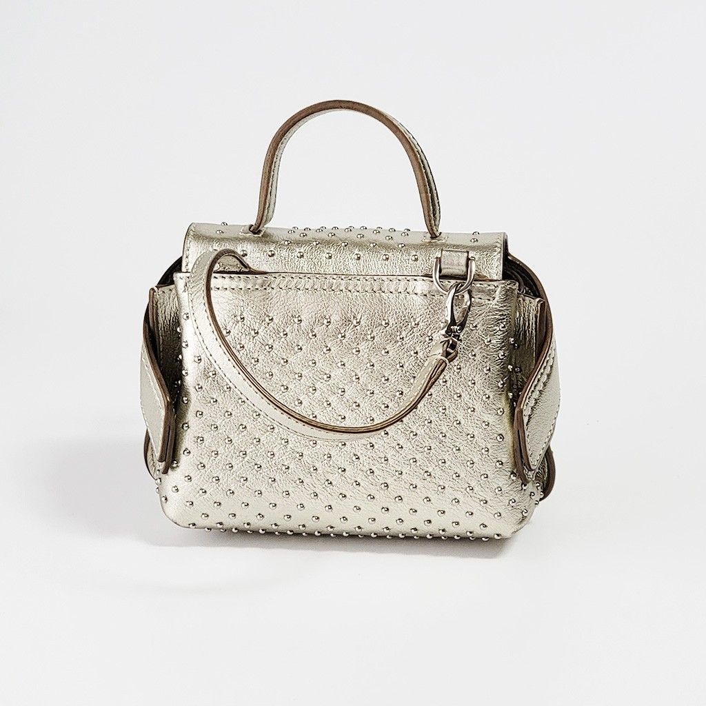 TOD'Sトッズ レザー2WAYウエーブバッグスタッズゴールドミニ TOD'Sトッズ レザー2WAYウエーブバッグスタッズゴールドミニ