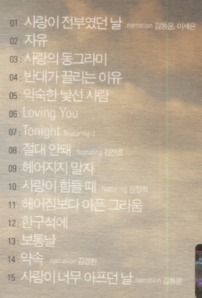 god 6集 ★ 韓国発売盤 CD+VCD ★ ユン・ゲサン、ソン・ホヨン、キム・テウ　_収録曲などの記載部分
