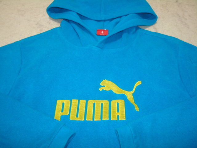 ●PUMA プーマ フリース パーカー トレーナー ブルゾン コート ジャケット ルームウェア 家着 160cm サイズ キッズ ジュニア 青・ブルー系_画像4