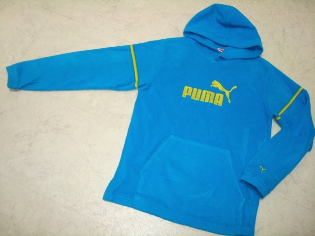 ●PUMA プーマ フリース パーカー トレーナー ブルゾン コート ジャケット ルームウェア 家着 160cm サイズ キッズ ジュニア 青・ブルー系_画像1