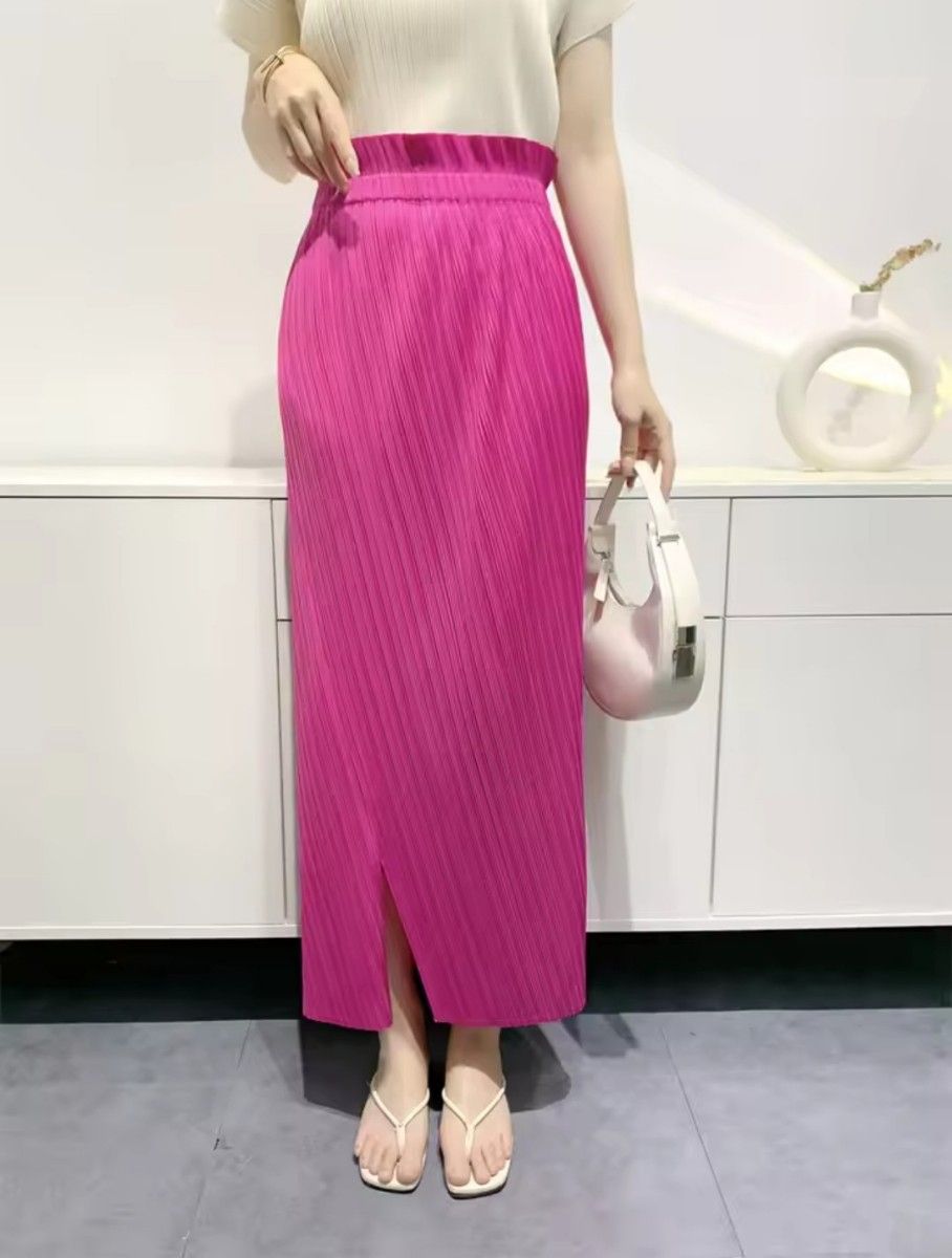 美品】PLEATS PLEASE ロングタイトスカートサイドスリットM 美品】PLEATS PLEASE ロングタイトスカートサイドスリットM