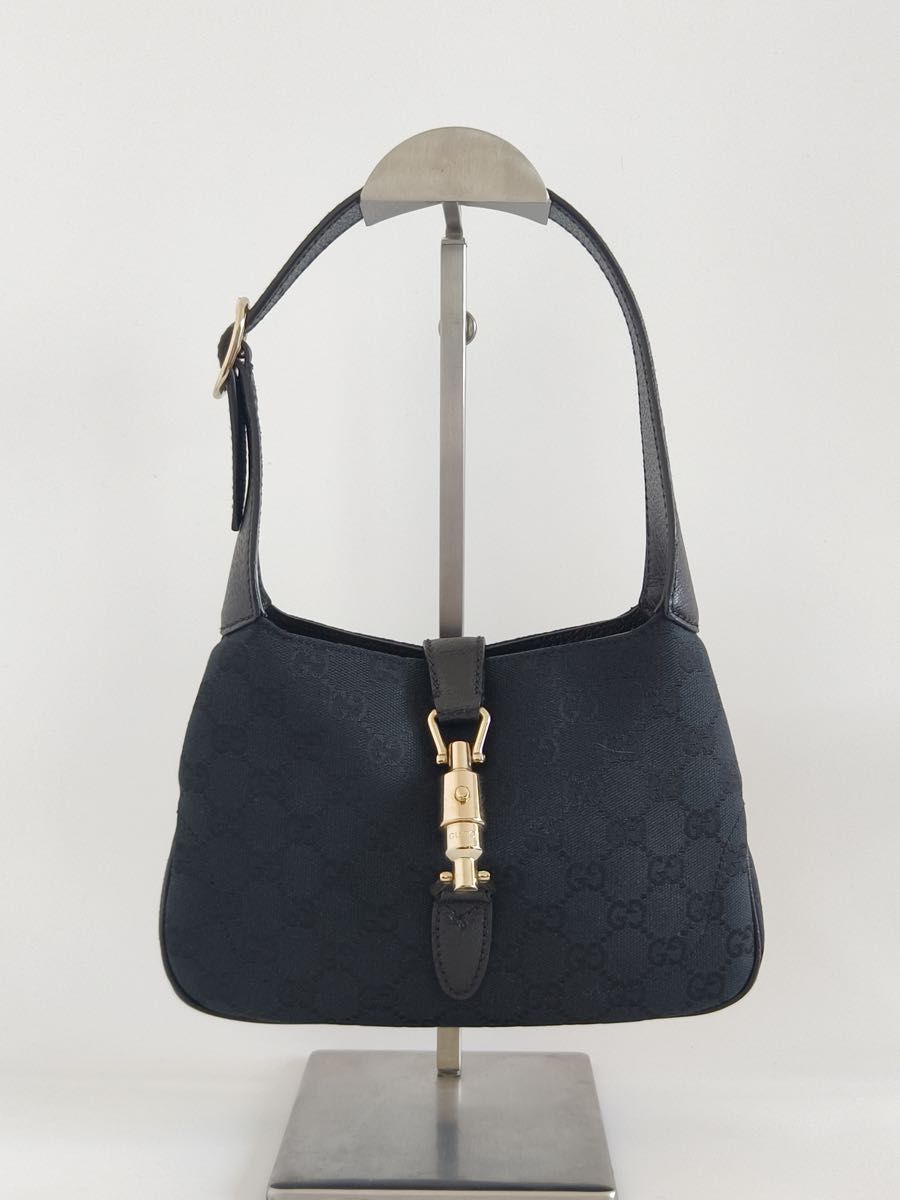 美品 GUCCI ショルダーバッグ GGキャンバス レザー ブラック 肩掛け GUCCI グッチ GGキャンバス 肩掛け ワンショルダーバッグ