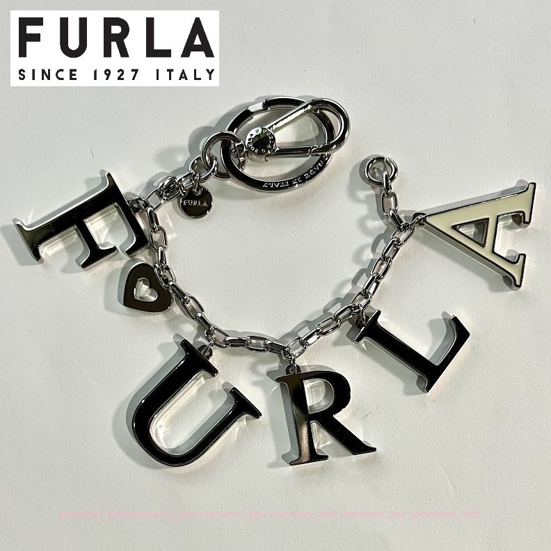  limitation sale![ tag equipped ]FURLA Furla * multi Logo × chain key ring / bag charm / key holder [ brand Logo pouch attached ]