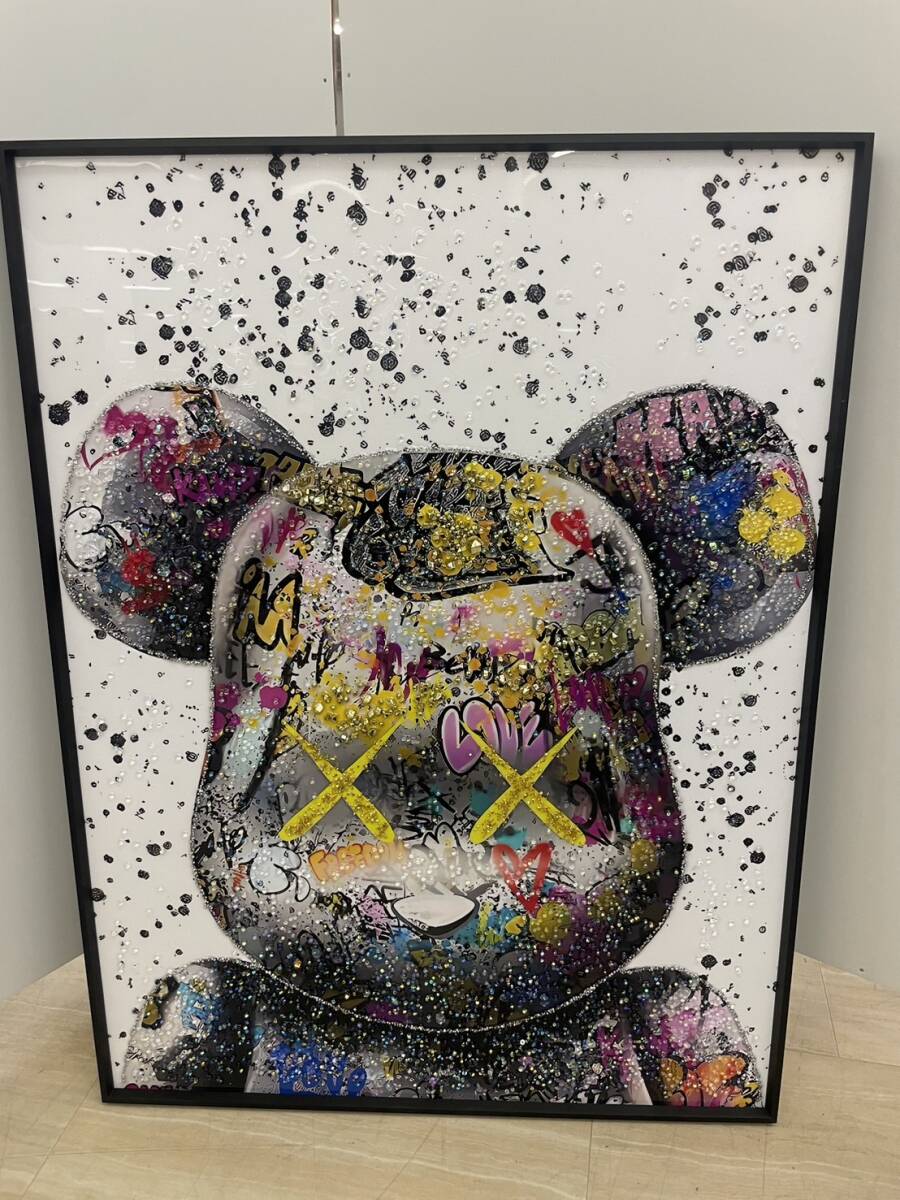 水晶絵 BE@RBRICK KAWS ベアブリック アートパネル 立体 絵画 水晶絵 BE@RBRICK KAWS ベアブリック アートパネル 立体 絵画