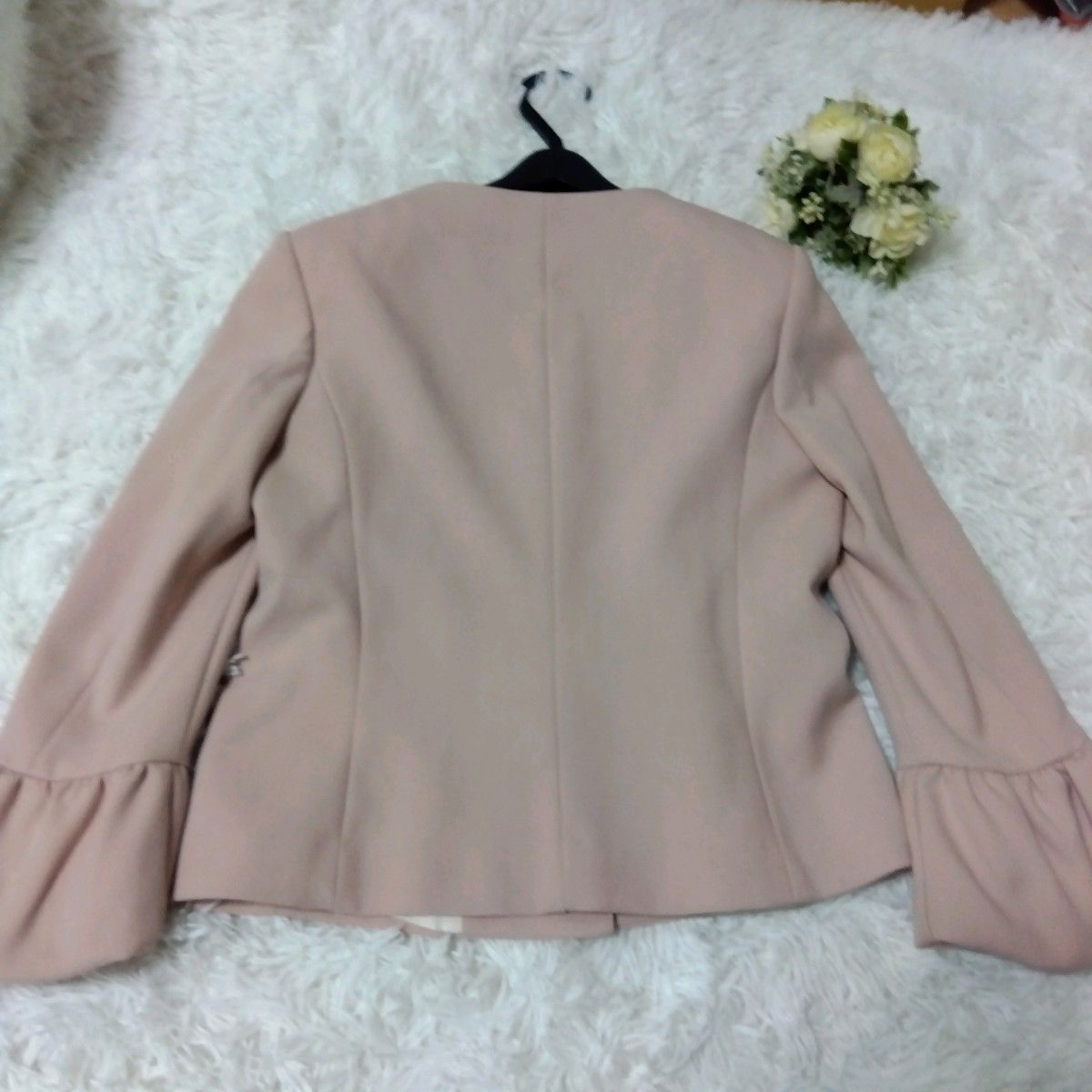ZARA ザラ ベーシック ノーカラージャケット ピンク S フリル ZARA ザラ ベーシック ノーカラージャケット ピンク S フリル