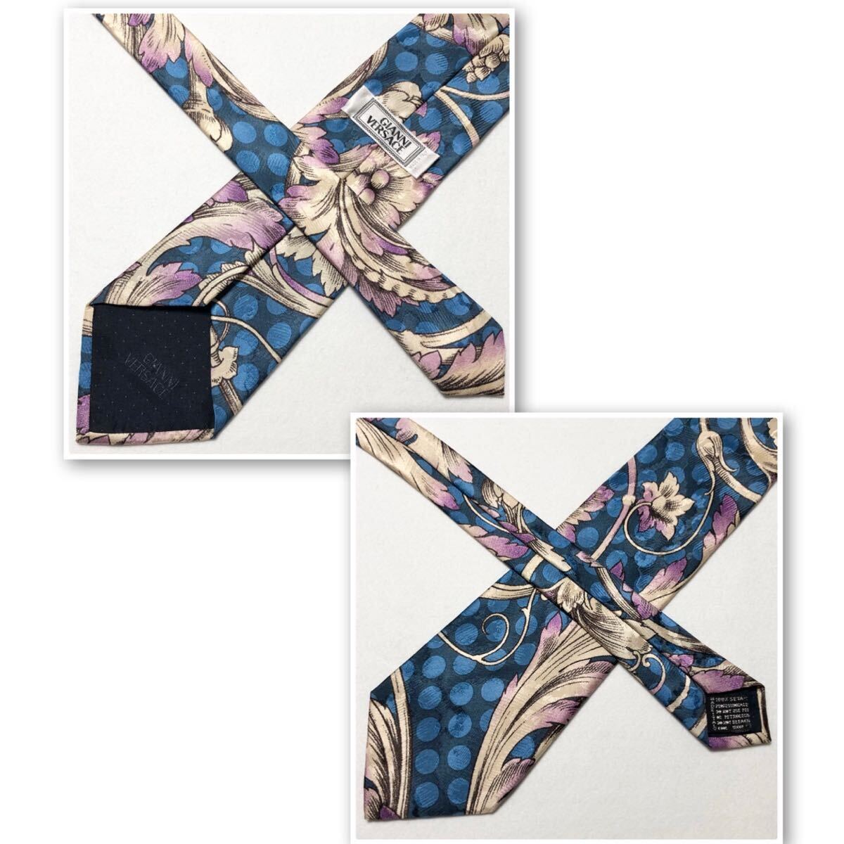 美品 GIANNI VERSACE ジャンニヴェルサーチ ネクタイ 花柄 水玉 美品 GIANNI VERSACE ジャンニヴェルサーチ ネクタイ 花柄 水玉