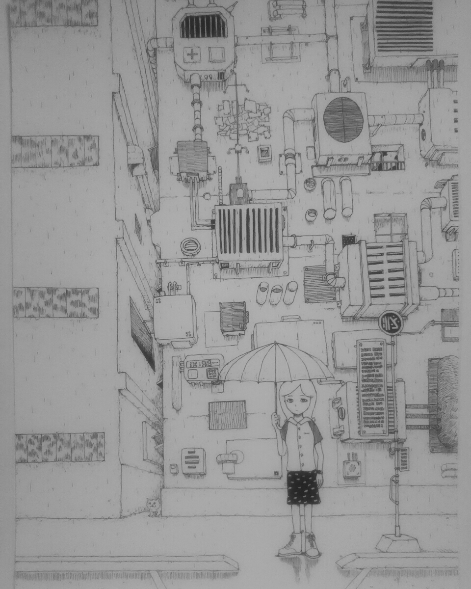 ヤフオク オリジナルイラスト 雨 手描きイラスト ハンドメ