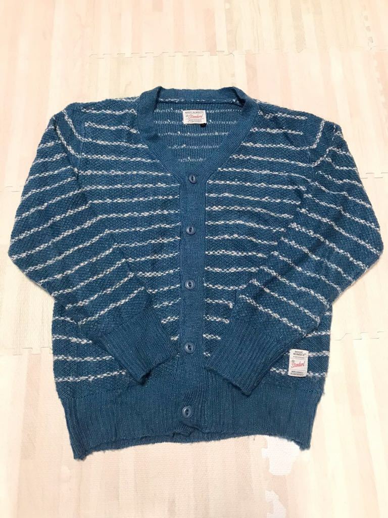 MAGIC NUMBER Magic number border pattern knitted cardigan blue blue sizeM