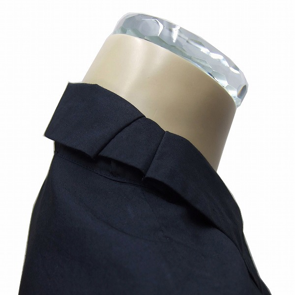 CO)新品同様*ヨシコンドウ★フランス製×濃紺(日本製リネン混生地*立体タック(衿&ポケット★魅了コクーンスプリングコート★Sサイズ(7号 36_画像4