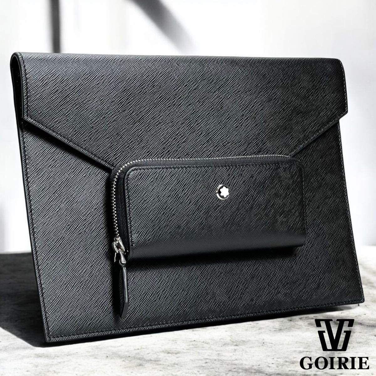 【超レア品/未使用品】MONTBLANC モンブラン サルトリアル エンベロープ ポーチ クラッチバッグ イタリア製 セカンドバッグ ペンケース 黒