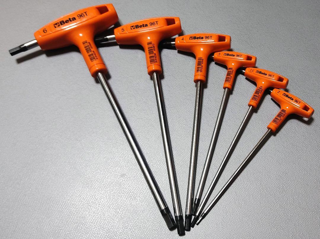お買い得商店街 2.5mm 2mm 6本セット T型六角レンチセット 96T 工具 ベータ BETA 3mm オレンジ ロードバイク 自転車 6mm 5mm 4mm 工具(セット)