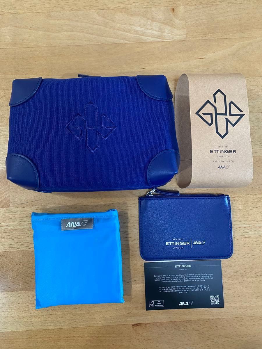 新品【ETTINGER】ANA ファーストクラス アメニティポーチ 青色 新品【ETTINGER】ANA ファーストクラス アメニティポーチ 青色