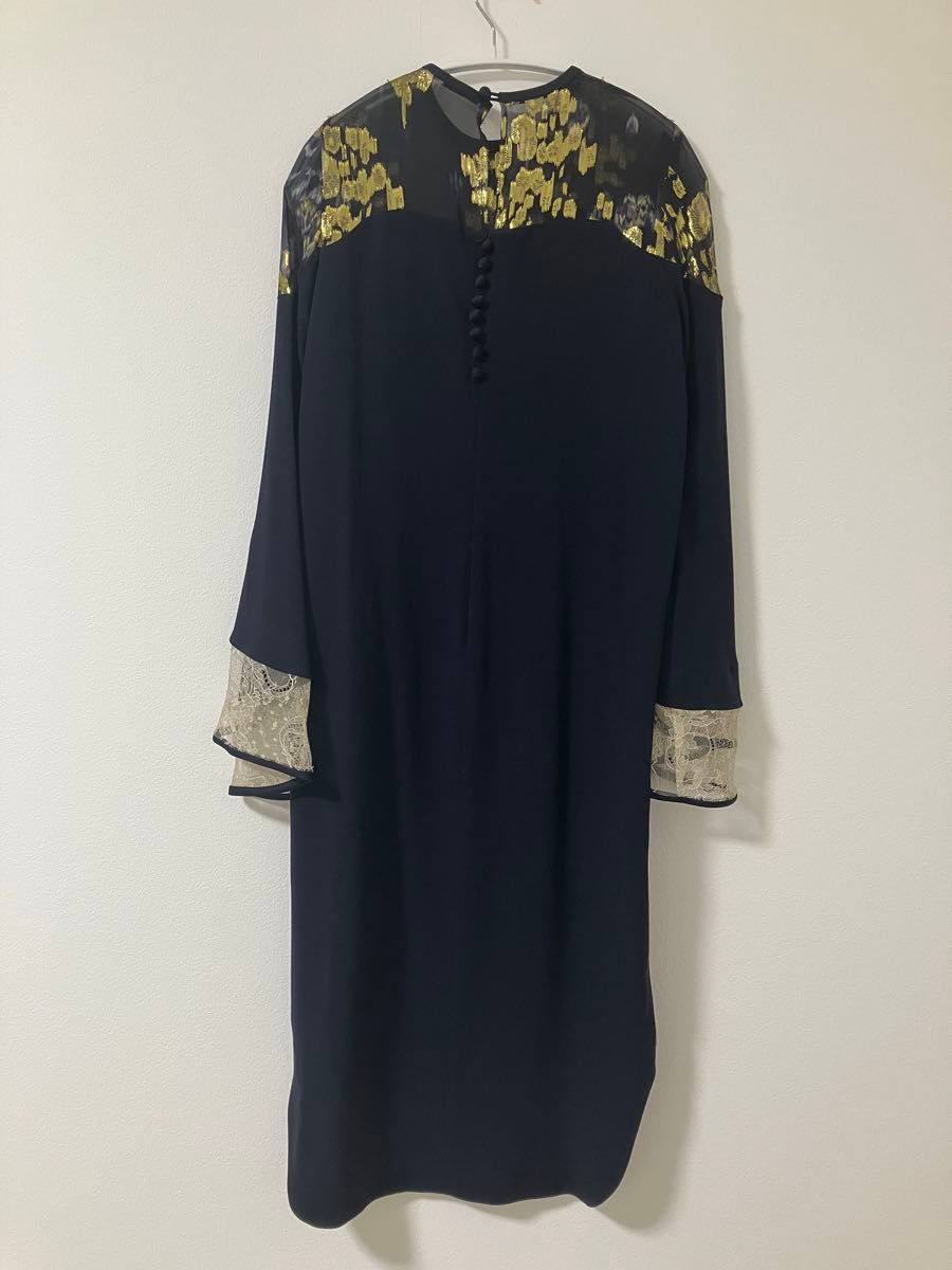 Silk Lame Printed Sleeves I-Line Dress|Yahoo!フリマ(旧 Silk Lame Printed Sleeves I-Line Dress|Yahoo!フリマ(旧