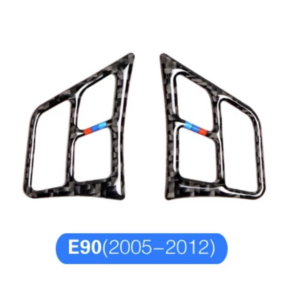 BMW 3シリーズ E90 Mスポーツ柄 カーボン ハンドル ステアリング トリム カバー フレーム ステッカー アクセサリー 内装装飾 左右セット_画像3