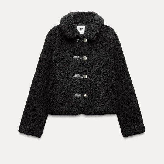ZARA ボアジャケット ブラック XS 新品タグ付き ショート丈 ZARA ボアジャケット ブラック XS 新品タグ付き ショート丈