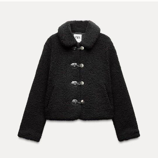 ZARA ボアジャケット ブラック XS 新品タグ付き ショート丈 ZARA ボアジャケット ブラック XS 新品タグ付き ショート丈