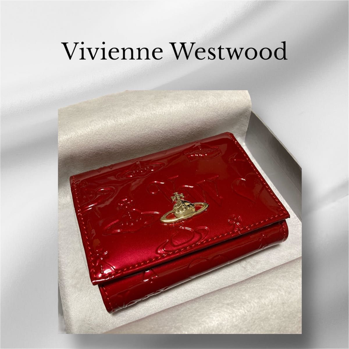 Vivienne Westwood 三つ折り財布 レッド エナメル がま口 Vivienne Westwood 三つ折り財布 レッド エナメル がま口
