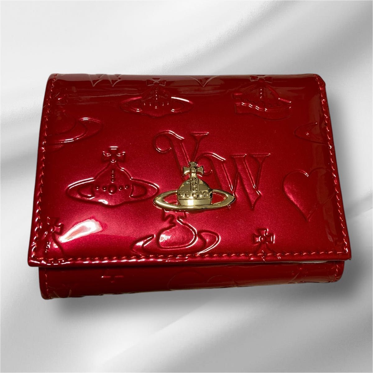 Vivienne Westwood 三つ折り財布 レッド エナメル がま口 Vivienne Westwood 三つ折り財布 レッド エナメル がま口