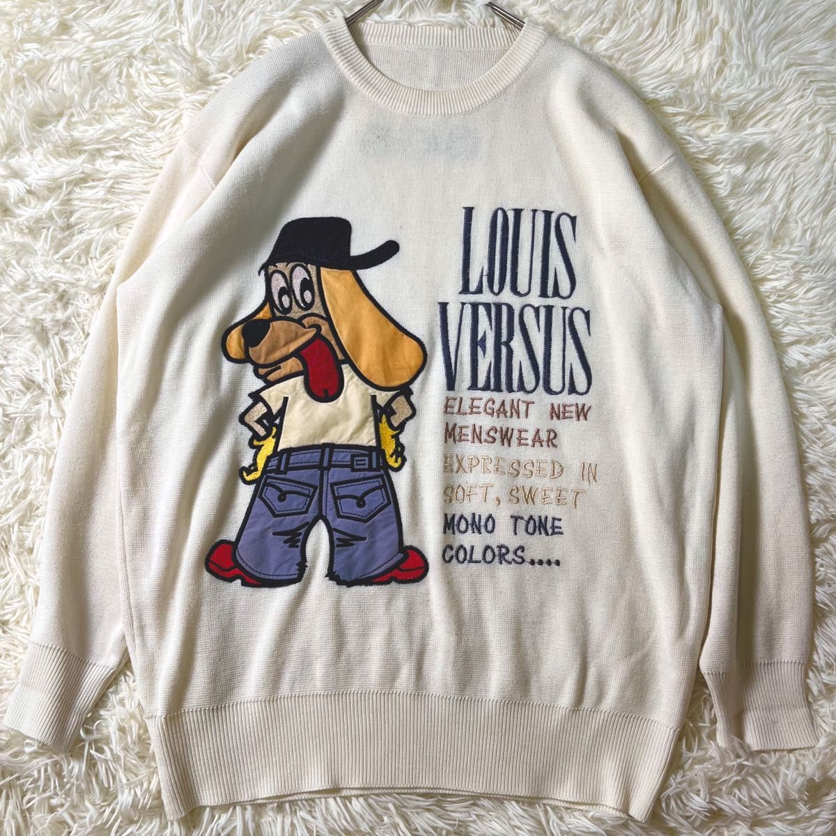 90s セーター 刺繍 両面刺繍 犬 動物 レトロ ユニセックス 90s セーター 刺繍 両面刺繍 犬 動物 レトロ ユニセックス
