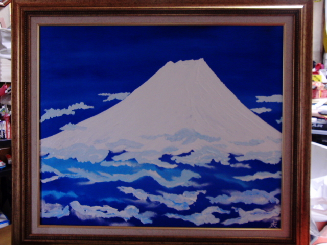 アクリルガ ≪国美協≫TOMOYUKI・友之、『富士山・神奈川より』、油彩画、F6号：40,9×31,8cm、油絵一点物、新品高級油彩額付