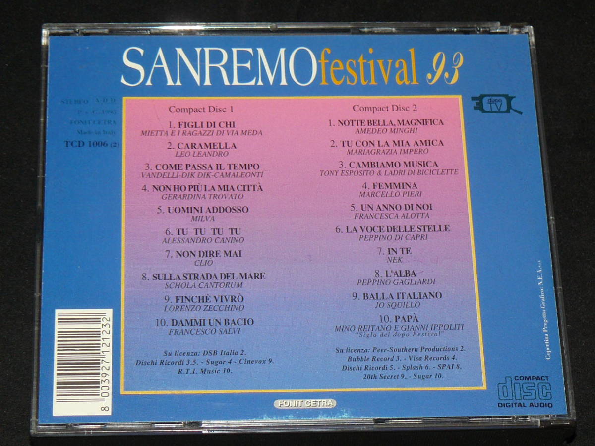 サンレモ音楽祭 '93◆SANREMO Festival◆2CD_画像2