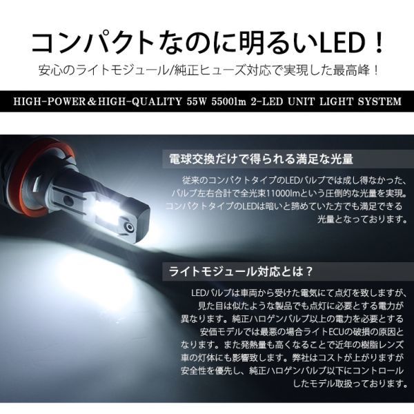 50系 前期/中期 エスティマ アエラス除く LED フォグランプ LED H11 11000lm 55W ZES オールインワン 6500K/ホワイト/白 車検対応_画像2