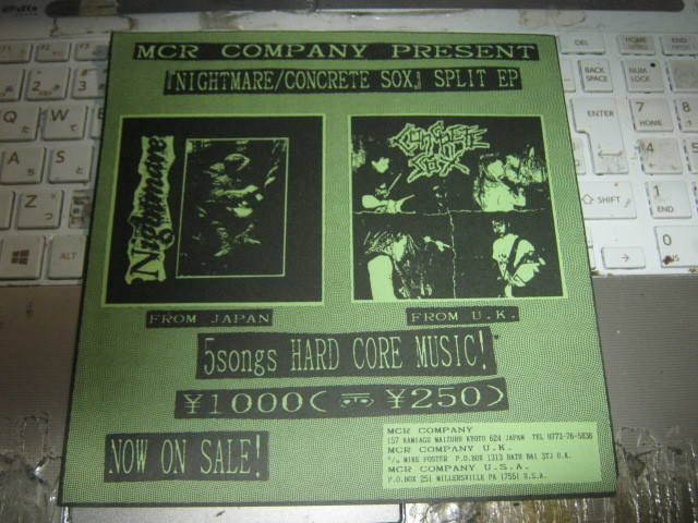 MCR COMPANY PRESENT 「NIGHTMARE/CONCRETE SOX」SPLIT EP チラシ ナイトメア コンクリートソックス_画像1