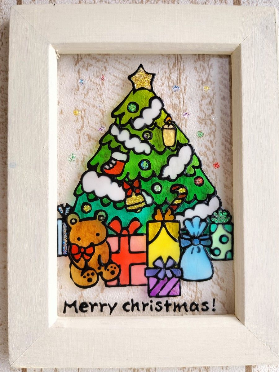 クリスマスツリー ステンドグラス風 クリスマス飾り イラスト クリスマスツリー ステンドグラス風 クリスマス飾り イラスト