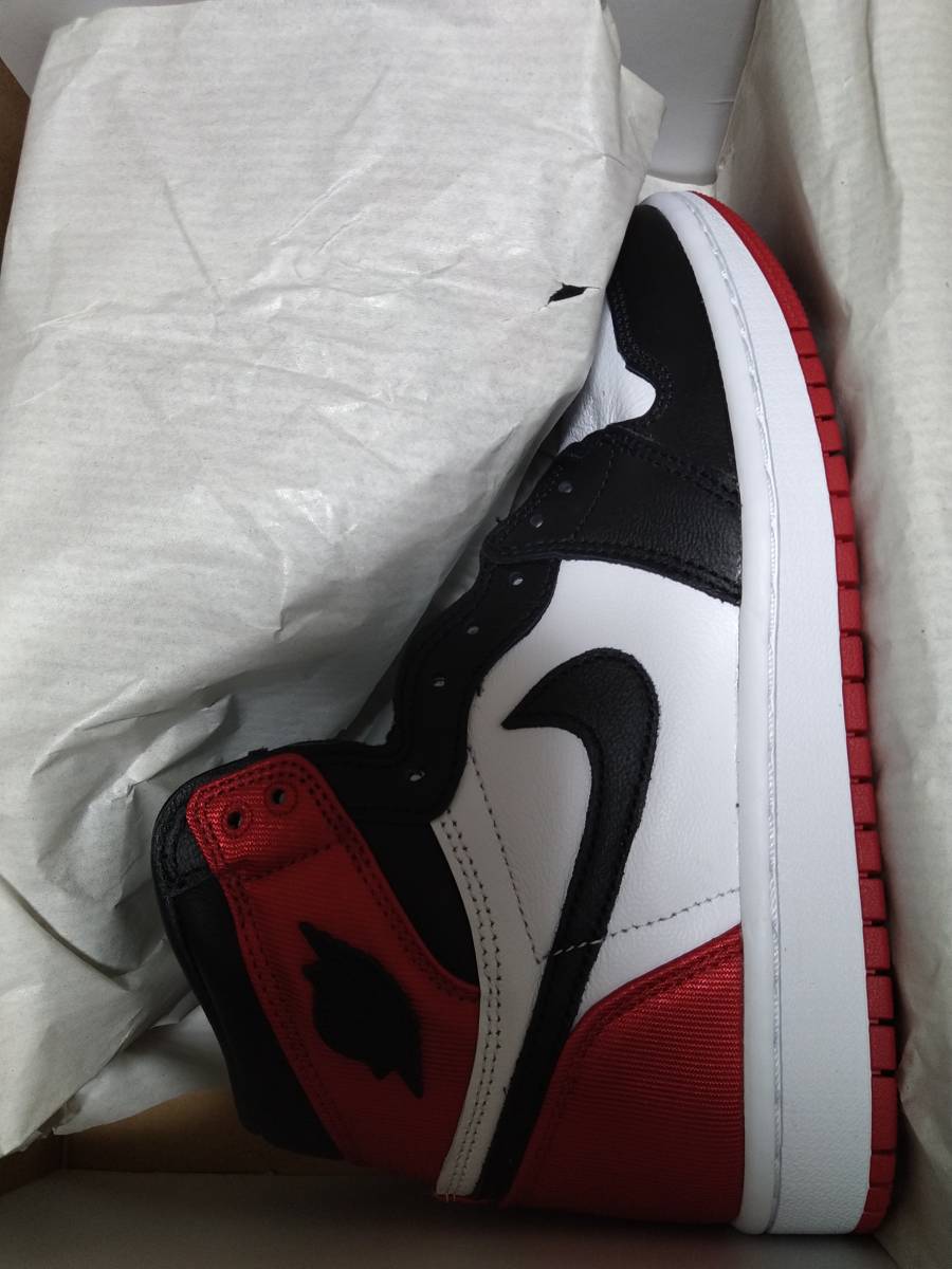 23.5㎝　US6.5　国内正規品　NIKE WMNS AIR JORDAN 1 RETRO HIGH OG SATIN BLACK TOE CD0461-016 ジョーダン サテン　赤　黒_画像1