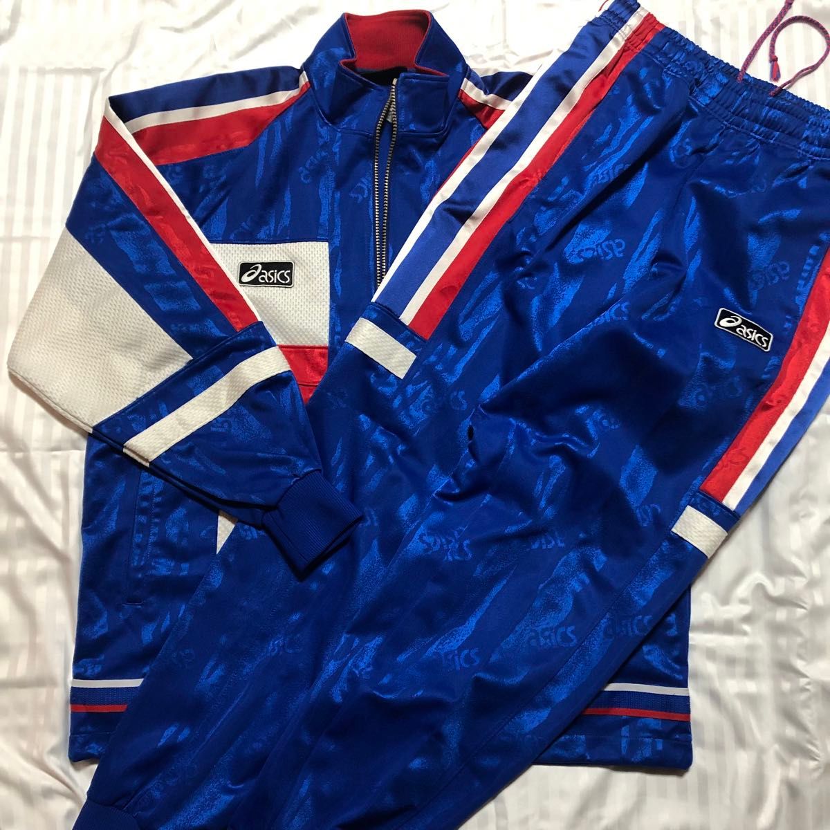 美品】asics ジャージ上下 トラックジャケット セットアップ 美品】asics ジャージ上下 トラックジャケット セットアップ