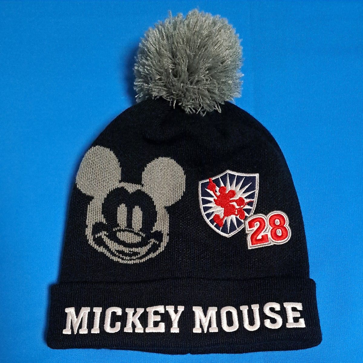 Disney ミッキー ニット帽 ポンポン ビーニー 黒 グレー 57 5 Disney ミッキー ニット帽 ポンポン ビーニー 黒 グレー 57 5