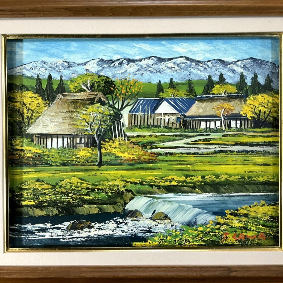 写実画 リアリズム 精密風景画 真作□油彩□沢健・澤健□『信濃の里』□細密リアリズム