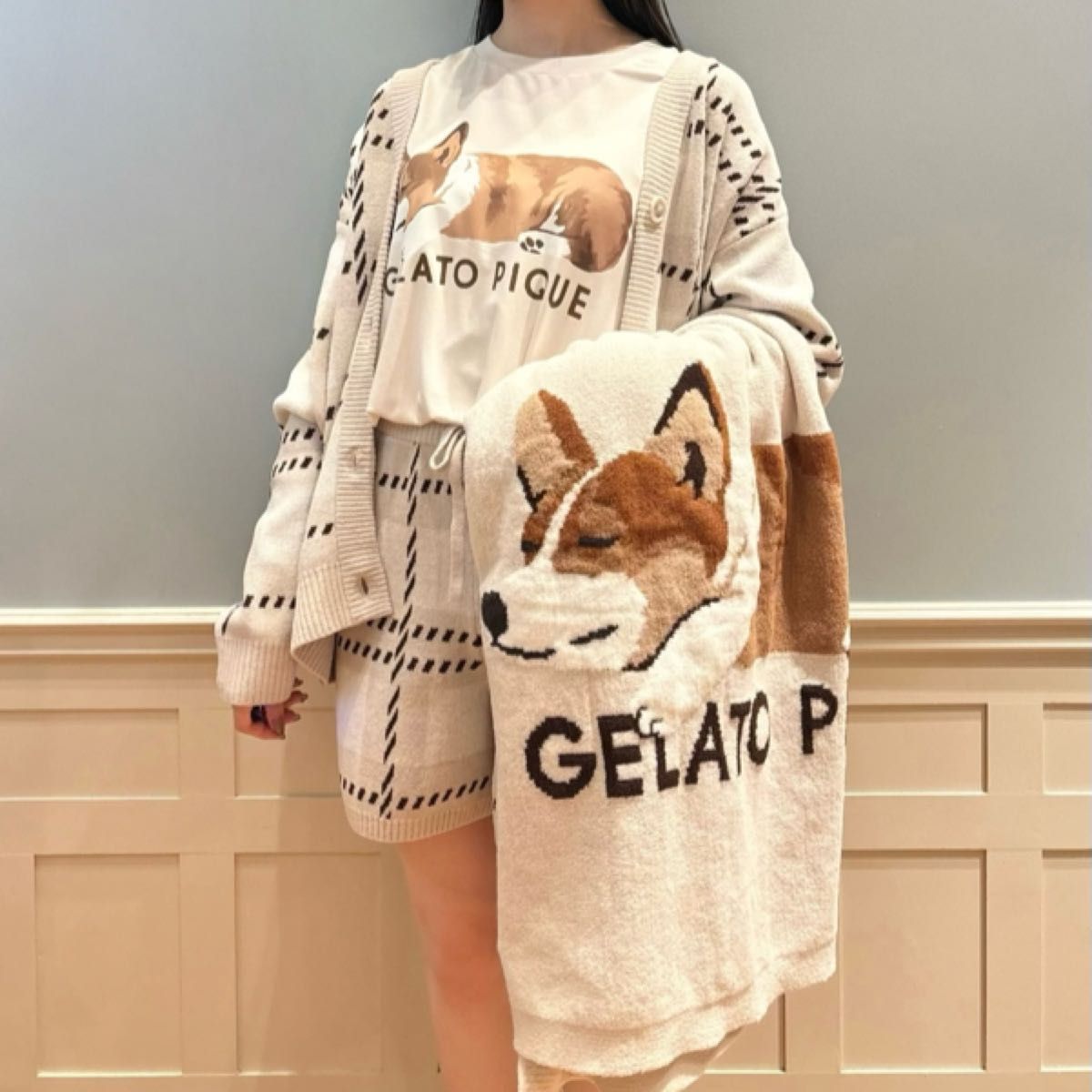 新品 ジェラートピケ SLEEPING DOG ジャガードブランケット 新品 ジェラートピケ SLEEPING DOG ジャガードブランケット