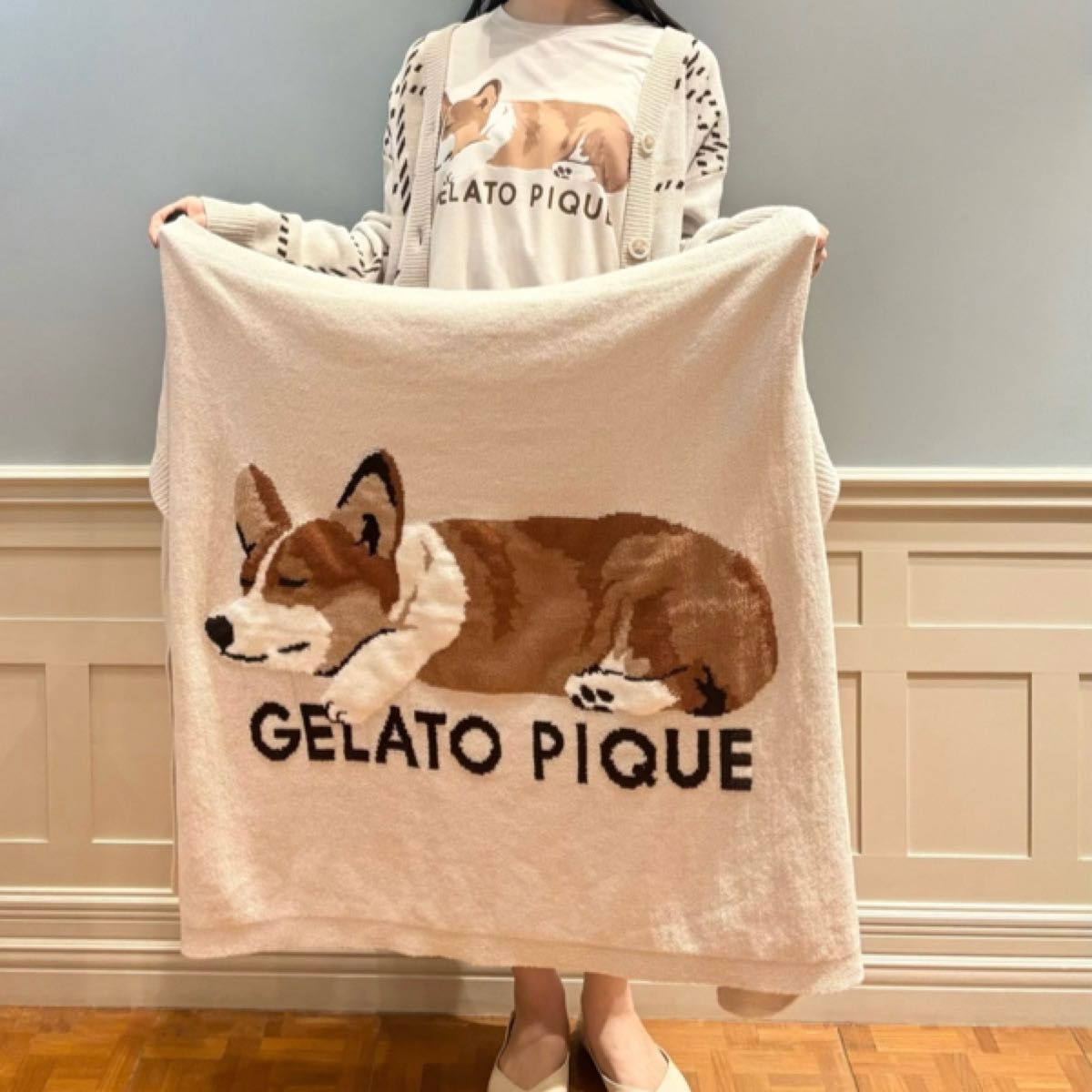 新品 ジェラートピケ SLEEPING DOG ジャガードブランケット 新品 ジェラートピケ SLEEPING DOG ジャガードブランケット