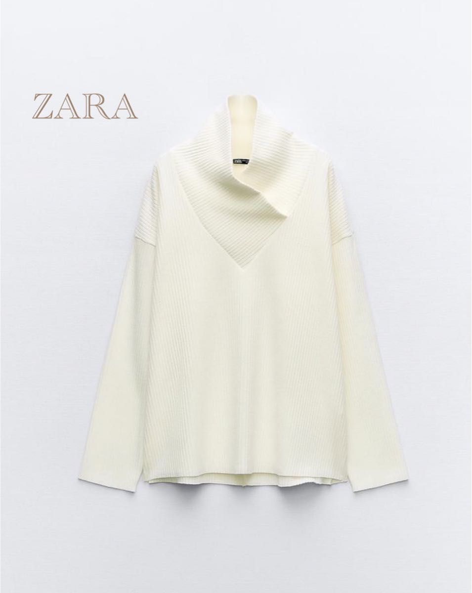 新品タグ付】 ZARA ザラ リブセーター トップス ニット ホワイト 新品タグ付】 ZARA ザラ リブセーター トップス ニット ホワイト