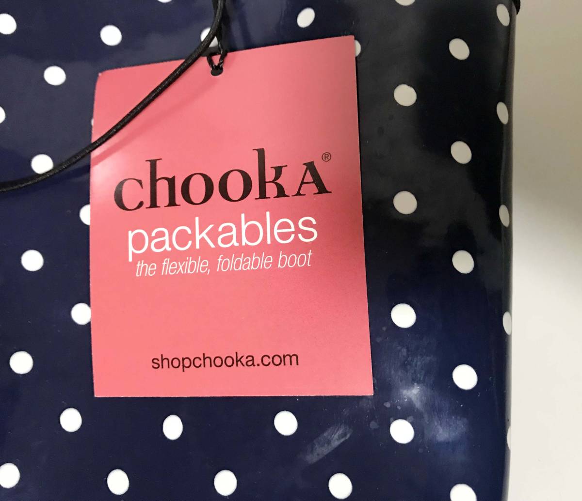 新品 ★ チューカ レインブーツ 23cm ネイビー ドット 折りたたみ 収納袋付き chookA レインシューズ Classic Dot Packable コストコ_画像9