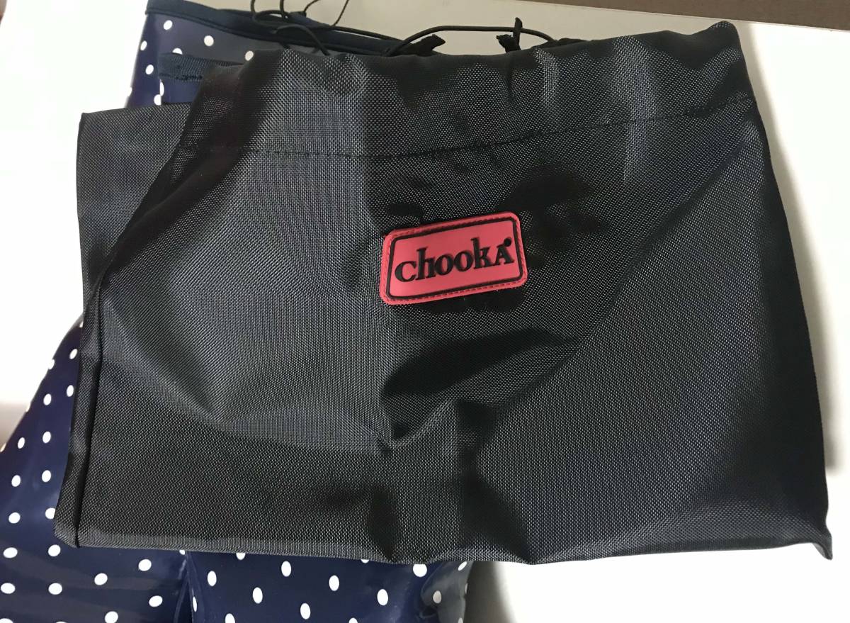 新品 ★ チューカ レインブーツ 23cm ネイビー ドット 折りたたみ 収納袋付き chookA レインシューズ Classic Dot Packable コストコ_画像6